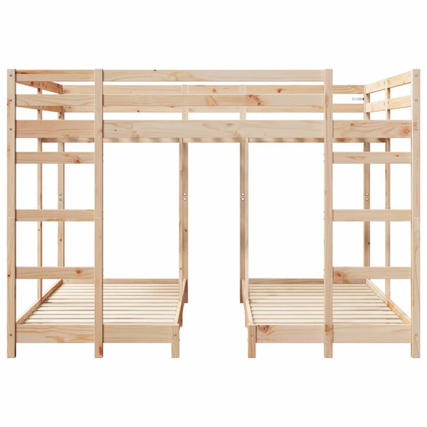 vidaXL Triple Bunk Bed Frame Brown 160 x 200 cm Solid Pine Wood