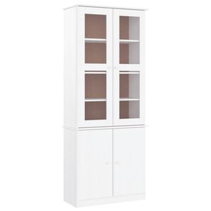 vidaXL Glass Display Cabinet "ALTA" White 77x35x186,5 cm Solid Wood Pine