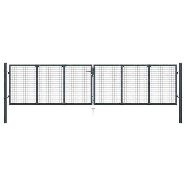 vidaXL Mesh Garden Gate Galvanised Steel 400x100 cm Grey
