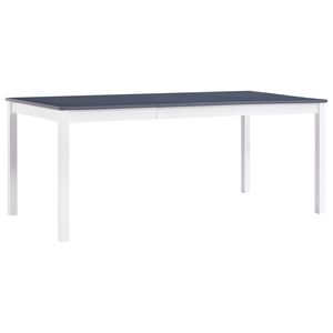 vidaXL Dining Table | White and Grey | Pinewood | Large | Durable | Dining Table