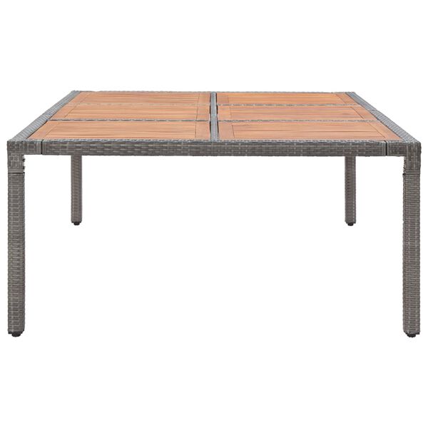 vidaXL Garden Table Grey 200x150x74 cm Poly Rattan and Acacia Wood