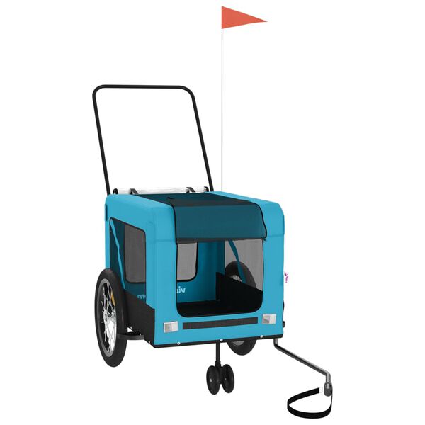 vidaXL Pet Bike Trailer Blue and Black Oxford Fabric and Iron