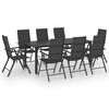 vidaXL 9 Piece Garden Dining Set Black
