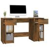 vidaXL Desk with Side Cabinet Smoked Oak Engineered Wood