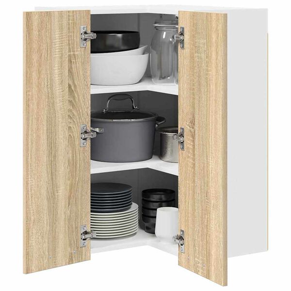vidaXL Hanging Cabinet Sonoma Oak and White 57 x 57 x 80 cm