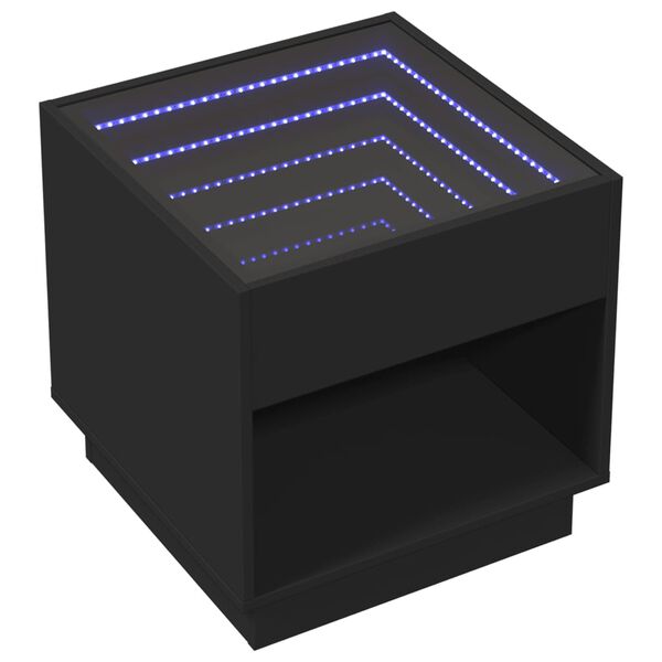 vidaXL Bedside Table with Infinity LED Black 50x50x50 cm