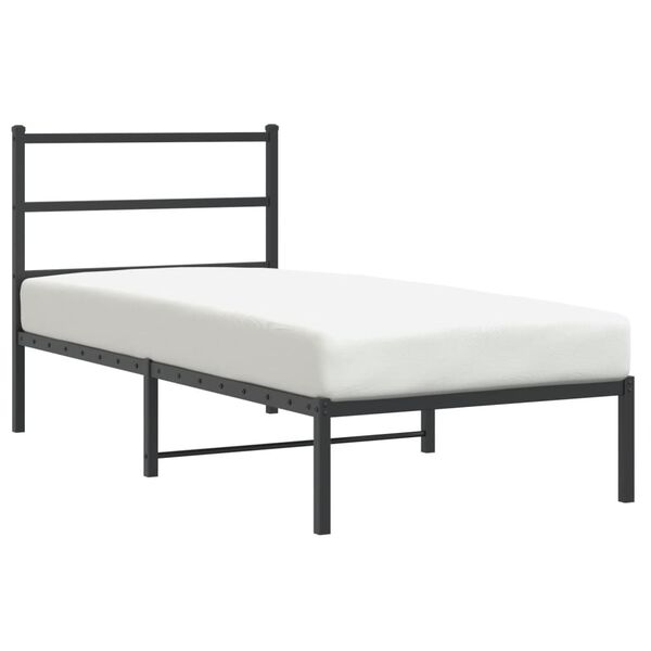 vidaXL Metal Bed Frame without Mattress with Headboard Black 90x200cm