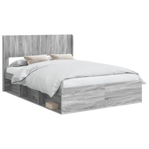 vidaXL Bed Frame with Storage and Headboard Grey Sonoma 150 x 200 cm