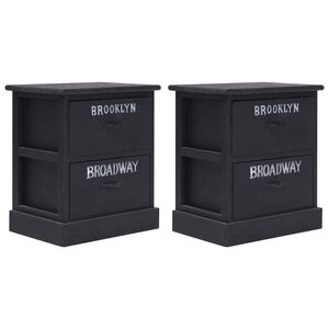 vidaXL Nightstands 2 pcs Black 38x28x45 cm Paulownia Wood