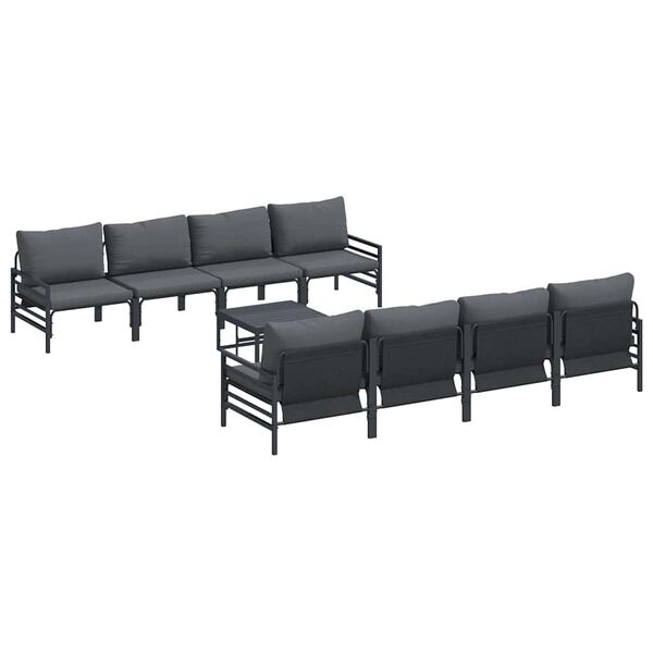 vidaXL Garden Sofa Set with Cushion 9 pcs Anthracite Steel & Fabric