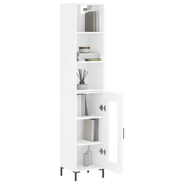 vidaXL Highboard High Gloss White 34.5x34x180 cm Engineered Wood