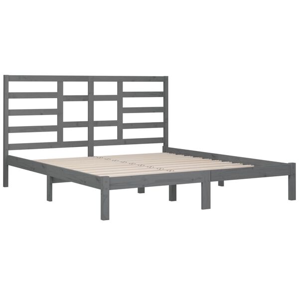 vidaXL Bed Frame without Mattress Grey Solid Wood 200x200 cm