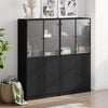 vidaXL Bookcase with Doors Black 136x37x142 cm Engineered Wood