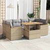 vidaXL 6 Piece Garden Sofa Set with Cushions Beige Poly Rattan Acacia