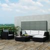 vidaXL 6 Piece Garden Lounge Set with Cushions Poly Rattan Black