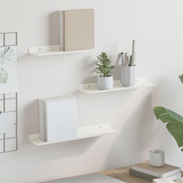 vidaXL Floating Shelf Wall-mounted 3 pcs White 40 x 9 x 2.5 cm Steel