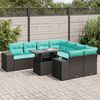 vidaXL 9 Piece Garden Sofa Set with Cushions Black Poly Rattan Acacia