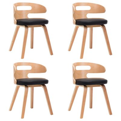 vidaXL Dining Chairs 4 pcs Black Bent Wood and Faux Leather