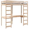 vidaXL Loft Bed Frame Natural 90 x 200 cm Solid Pine Wood