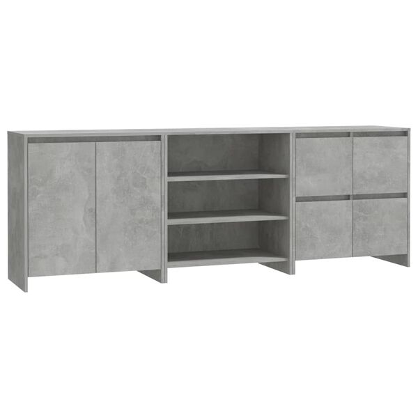 vidaXL 3 Piece Sideboard Concrete Grey Engineered Wood