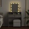 vidaXL Dressing Table with LED Concrete Grey 80x41x144.5 cm