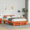 vidaXL Bed Frame with Headboard Wax Brown 120 x 190 cm Solid Pine Wood