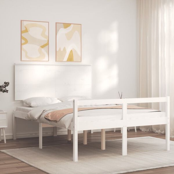 vidaXL Senior Bed without Mattress White 120x200 cm Solid Wood