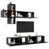 vidaXL 7 Piece TV Cabinet Set Black Engineered Wood