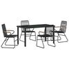 vidaXL Garden Dining Set 5 pcs Black PVC rattan