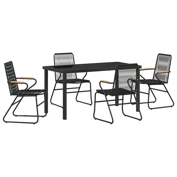 vidaXL Garden Dining Set 5 pcs Black PVC rattan