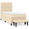 vidaXL Box Spring Bed with Mattress Cream 90x200 cm Fabric