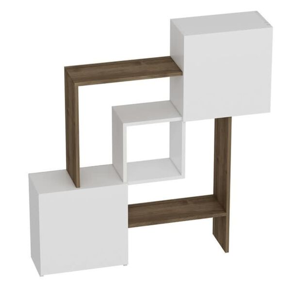 Homemania Bookcase Lorenz 118.2x24x121.8 cm White and Walnut