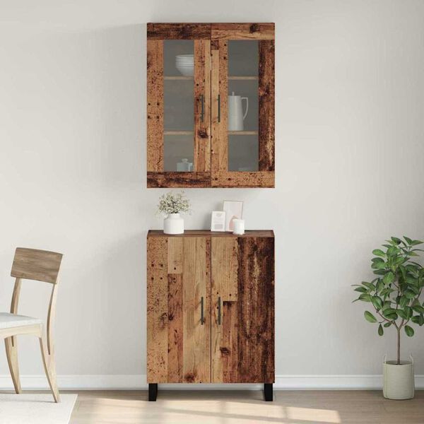 vidaXL Highboard 2 pcs Old wood Engineered wood