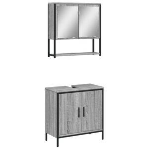 vidaXL 2 Piece Bathroom Furniture Set Grey Sonoma Engineered Wood