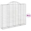 vidaXL Arched Gabion Baskets 11 pcs 200x30x160/180 cm Galvanised Iron