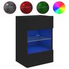 vidaXL TV Wall Cabinet with LED Lights Black 40x30x60.5 cm