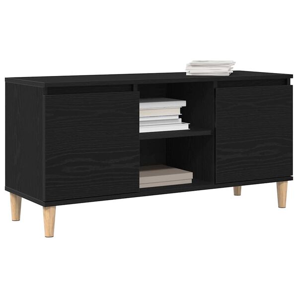 vidaXL TV Cabinet Black Oak 102 x 35 x 50 cm Engineered Wood
