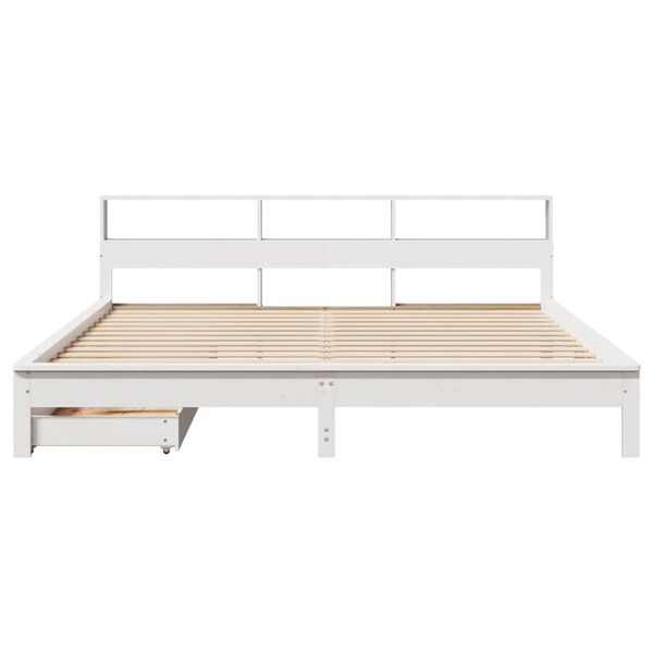 vidaXL Bookcase Bed without Mattress White 200x200 cm Solid Wood Pine