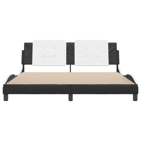 vidaXL Bed Frame without Mattress "Zadar" Black and White 180x200 cm Super King Faux Leather