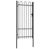 vidaXL Fence Gate Single Door with Arched Top Steel 1x2 m Black