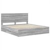 vidaXL Bed Frame with Drawer Grey Sonoma 200 x 200 cm Engineer Wood