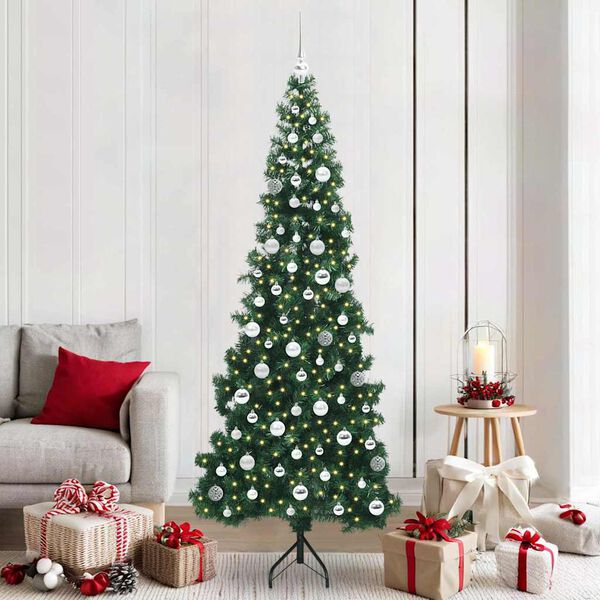 vidaXL Corner Artificial Christmas Tree Green 210 cm PVC and Metal