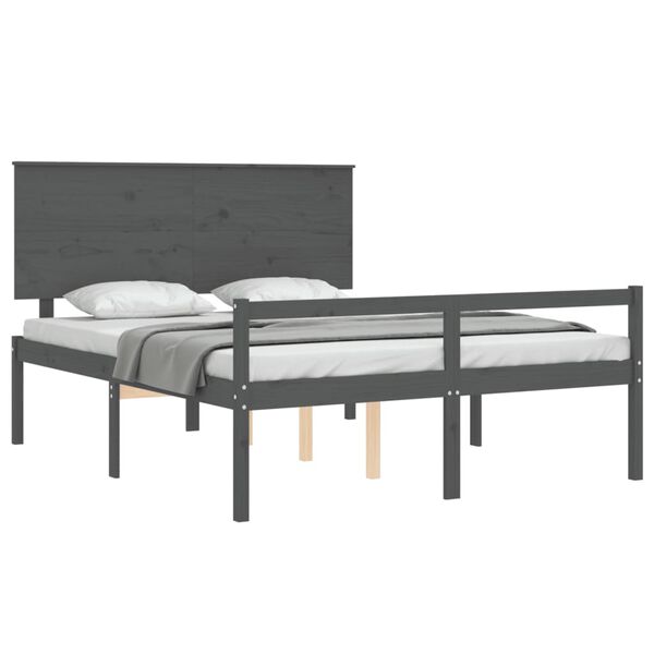 vidaXL Senior Bed without Mattress Grey 160x200 cm Solid Wood
