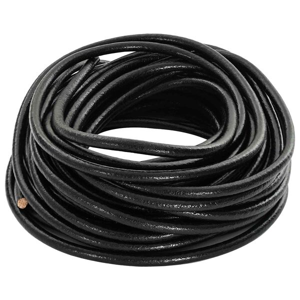 vidaXL Leather Cord Black &Oslash;5 mm x 50 m Leather