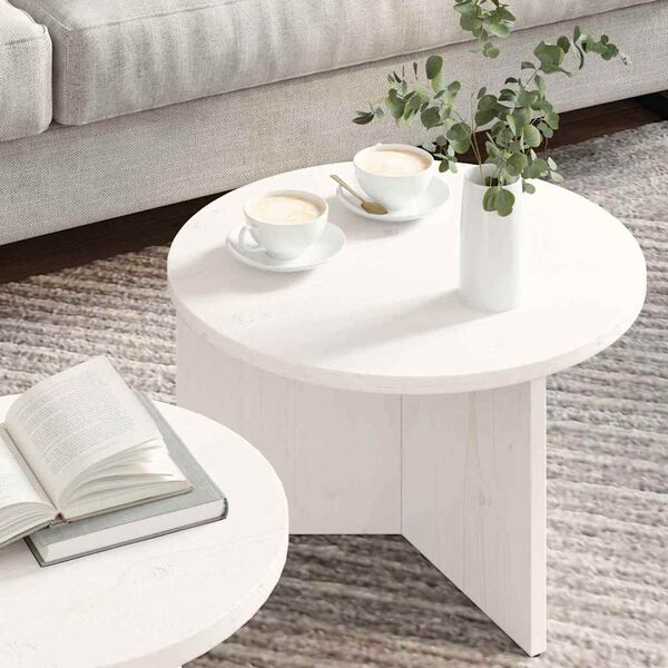 vidaXL Coffee Table 2 pcs White Solid Pine wood