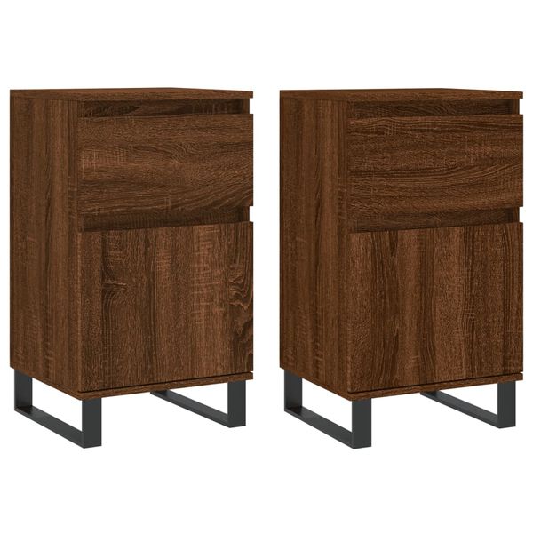 vidaXL Sideboards 2 pcs Brown Oak 40x35x70 cm Engineered Wood