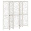 vidaXL Room Divider 5 Panels White Solid Wood Paulownia