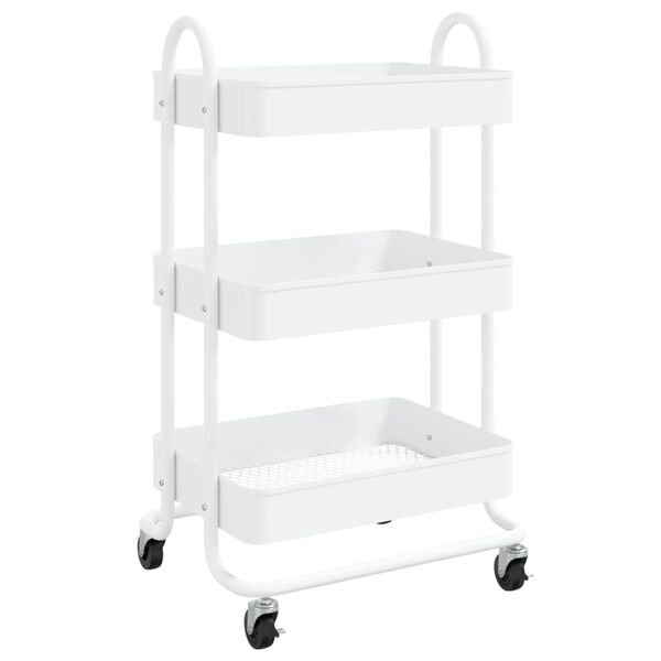 vidaXL 3-Tier Trolley White 43x34x79 cm Steel