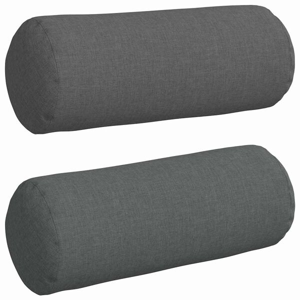 vidaXL Bolster Pillows 2 pcs Dark Grey Ø 15 x 40 cm Fabric