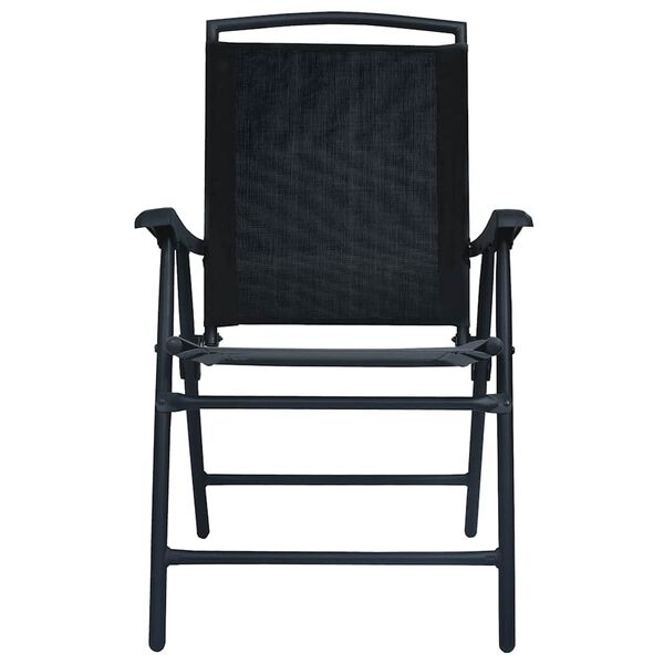 vidaXL Folding Garden Chairs 2 pcs Texilene Black